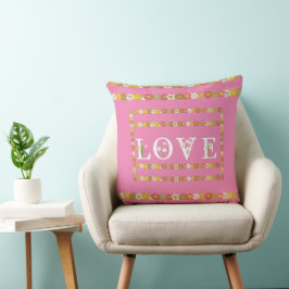 Cojín Decorativo Monograma Daisy Floral Amor Rosa