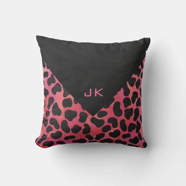 Cojín Decorativo Monograma dálmata negro y rojo (Anverso)