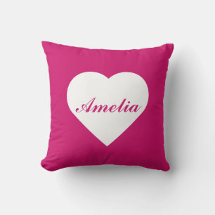 Cojín Decorativo Monograma de amor rosado caliente
