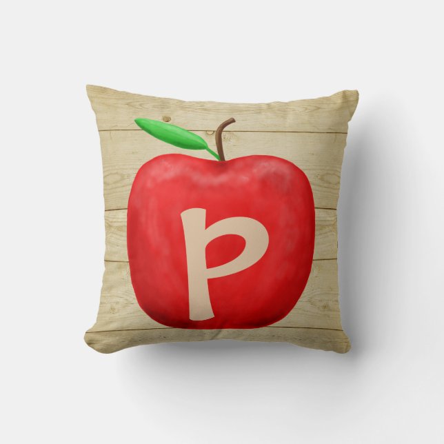 Cojín Decorativo Monograma de Apple Rojo (Anverso)