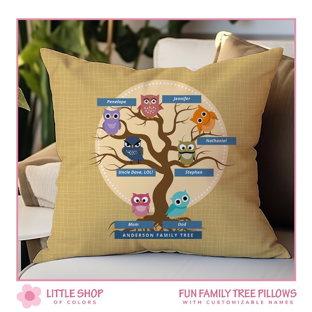 Cojín Decorativo Monograma de árbol de familia de personalizables (Subido por el creador)
