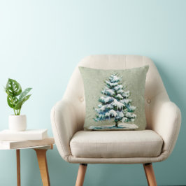 Cojín Decorativo Monograma de árbol de moda de nieve de color de ag