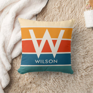 Cojín Decorativo Monograma de banda retro ancha