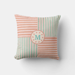 Cojín Decorativo Monograma de banda verde pura