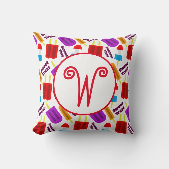 Cojín Decorativo Monograma de barra de jugo congelado en verano (Anverso)