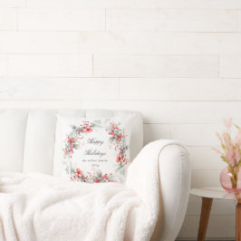 Cojín Decorativo Monograma de Berries de vacaciones clásicas