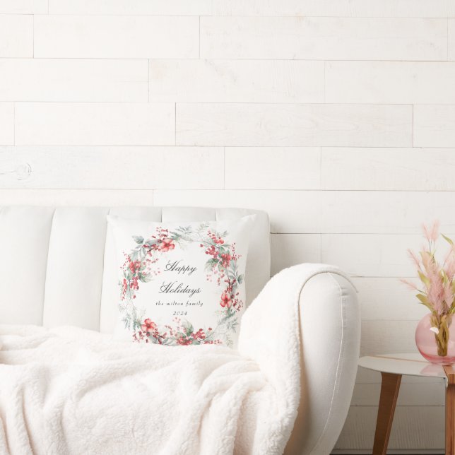 Cojín Decorativo Monograma de Berries de vacaciones clásicas (Sofá)