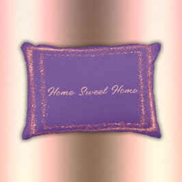 Cojín Decorativo Monograma de borde Purpurina rosado sobre morado |