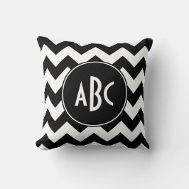 Cojín Decorativo Monograma de cheurón blanco y negro