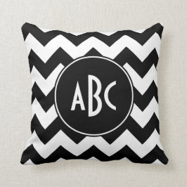 Cojín Decorativo Monograma de cheurón blanco y negro