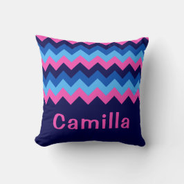 Cojín decorativo monograma de chevron rosa azul Gu
