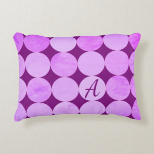 Cojín Decorativo Monograma de círculos violetas, magenta púrpura y