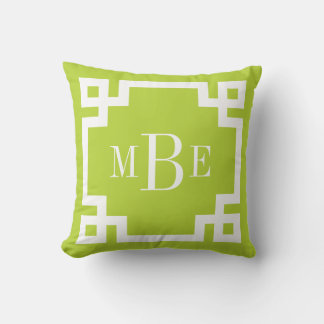 Cojín Decorativo Monograma de clave griega verde y blanca de Apple