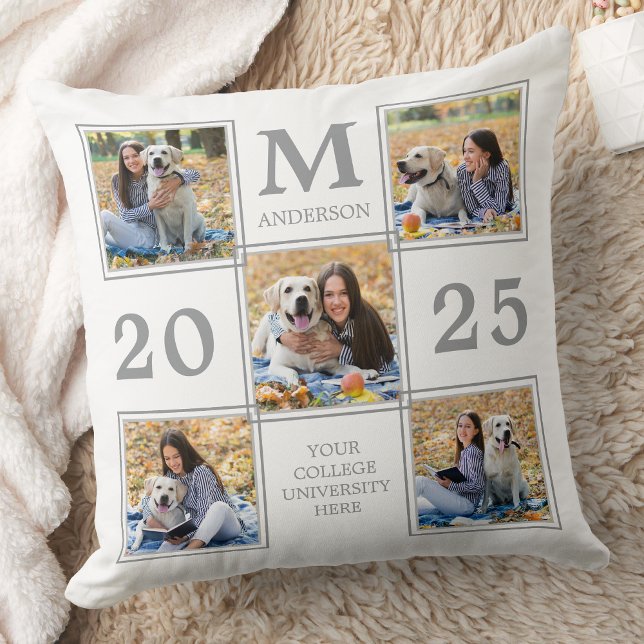 Cojín Decorativo Monograma de Collage de fotos graduado Keepsake (Subido por el creador)