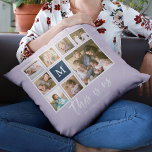 Cojín Decorativo Monograma de color editable Collage de fotos de Es<br><div class="desc">Almohadón monograma con las palabras "esto somos nosotros" en una escritura elegante con 8 fotos cuadradas dispuestas en una cuadrícula con un borde blanco alrededor en los lados delantero y trasero haciendo un total de 16 fotos que puedes reemplazar con tus propias fotos, todo sobre un color de fondo editable...</div>