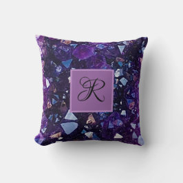 Cojín Decorativo Monograma de cristal de cuarzo púrpura