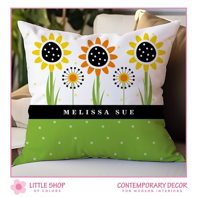 Cojín Decorativo Monograma de Dandelion de girasol moderno (Subido por el creador)