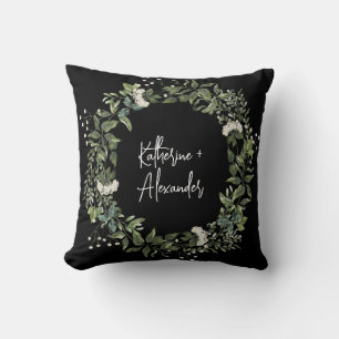 Cojín Decorativo Monograma de decoración elegante floral blanco neg