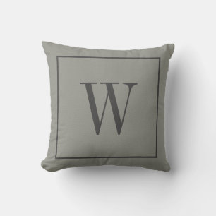 Cojín Decorativo Monograma de diseñador inicial falsa textura gris