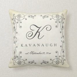 Cojín Decorativo Monograma de diseño de cosecha rústica Boda Pillow