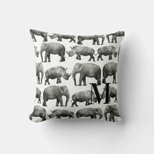 Cojín decorativo Monograma de Elefante Blanco Rino