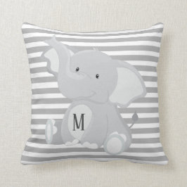 Cojín Decorativo Monograma de elefante y tiras