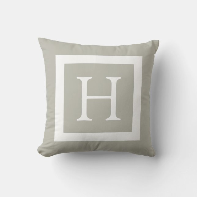 Cojín Decorativo Monograma de encargo blanco beige (Anverso)