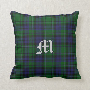 Cojín Decorativo Monograma de encargo de la tela escocesa de