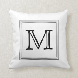 Cojín Decorativo Monograma de encargo impreso. Blanco y negro.