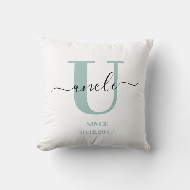 Cojín Decorativo Monograma de escritura tío elegante (Anverso)