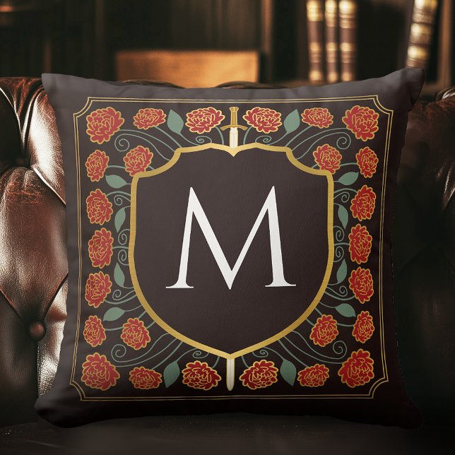 Cojín decorativo Monograma de Escudo de Espada Med (Subido por el creador)