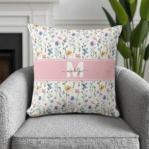Cojín Decorativo Monograma de Flor Silvestre