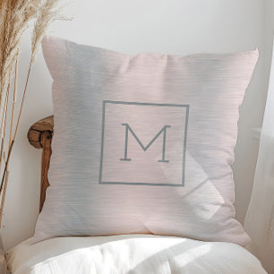 Cojín Decorativo Monograma de fondo plateado metálico