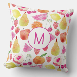 Cojín Decorativo Monograma de Frutas Acuarela