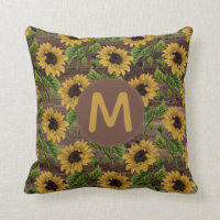 Monograma de Girasoles Amarillos de Madera Rústica