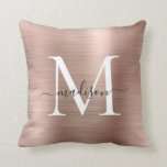 Cojín Decorativo Monograma de guion Metalizado con guion de oro ros<br><div class="desc">Cojín decorativo Monograma con guion guion Metalizado con rosado de oro rosado</div>