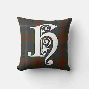 Cojín Decorativo Monograma de Harvey Clan Tartan