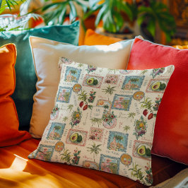Cojín Decorativo Monograma de Impresión de Viaje Mexicano Colorido