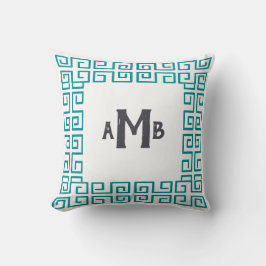 Cojín Decorativo Monograma de la clave griega amplia de la serie Ch