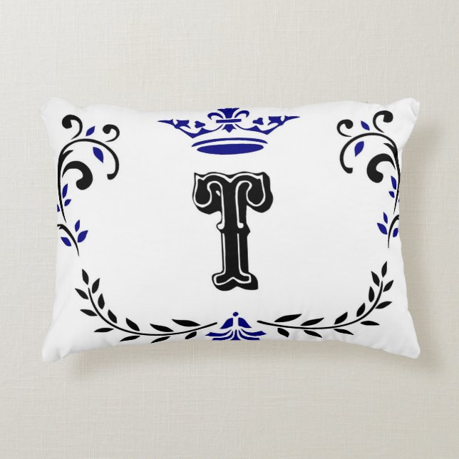 Cojín Decorativo Monograma de la corona 'T' (Anverso)