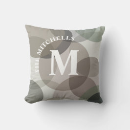 Cojín Decorativo Monograma de la familia Círculos de resumen gris m