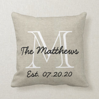 Cojín Decorativo Monograma de la familia Personalizado de aspecto l