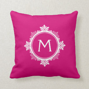 Cojín Decorativo Monograma de la guirnalda del copo de nieve en