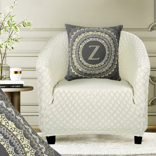 Cojín Decorativo Monograma de la letra Z Patrón simétrico vintage