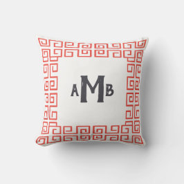 Cojín Decorativo Monograma de la llave griega amplia Coral Chinoise