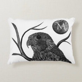Cojín Decorativo Monograma de la luna llena del halcón