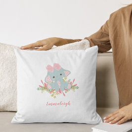 Cojín Decorativo Monograma de la niña elefante cutánea