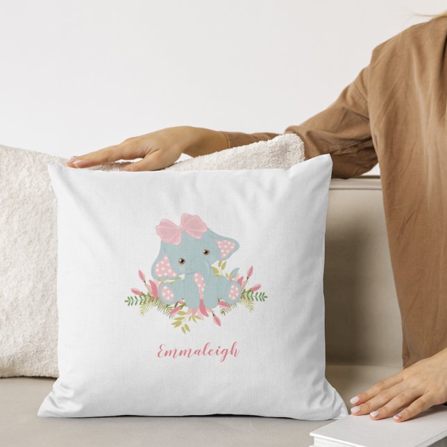 Cojín Decorativo Monograma de la niña elefante cutánea (Subido por el creador)