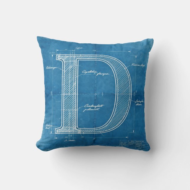 Cojín Decorativo Monograma de letra D de plano (Anverso)