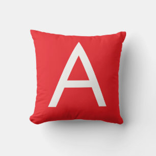 Cojín Decorativo Monograma de letra inicial rojo blanco liso modern